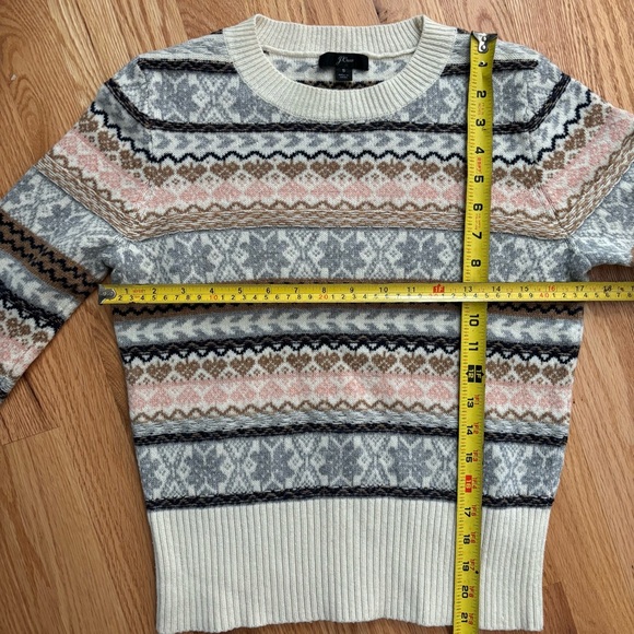 J. Crew Cream, Pink & Gray Fair Isle Crewneck Sweater - Picture 7 of 7
